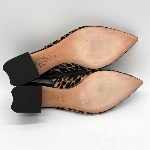 M GEMI Slingback Pump Womens 10.5 Leopard Print Calfhair Pointy Block Heel Suede - Picture 8 of 10